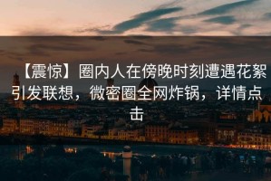 【震惊】圈内人在傍晚时刻遭遇花絮引发联想，微密圈全网炸锅，详情点击