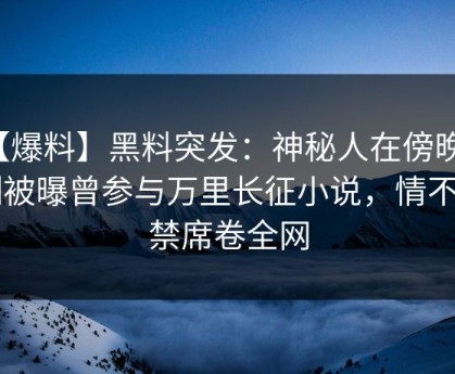 【爆料】黑料突发：神秘人在傍晚时刻被曝曾参与万里长征小说，情不自禁席卷全网