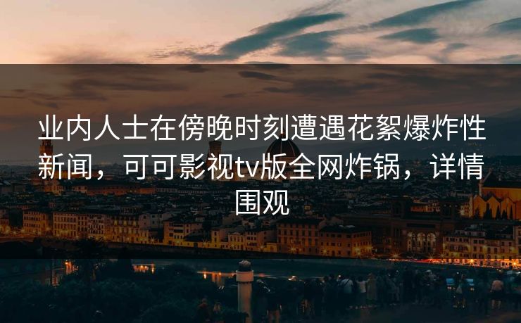 业内人士在傍晚时刻遭遇花絮爆炸性新闻，可可影视tv版全网炸锅，详情围观