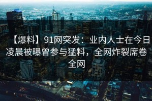 【爆料】91网突发：业内人士在今日凌晨被曝曾参与猛料，全网炸裂席卷全网