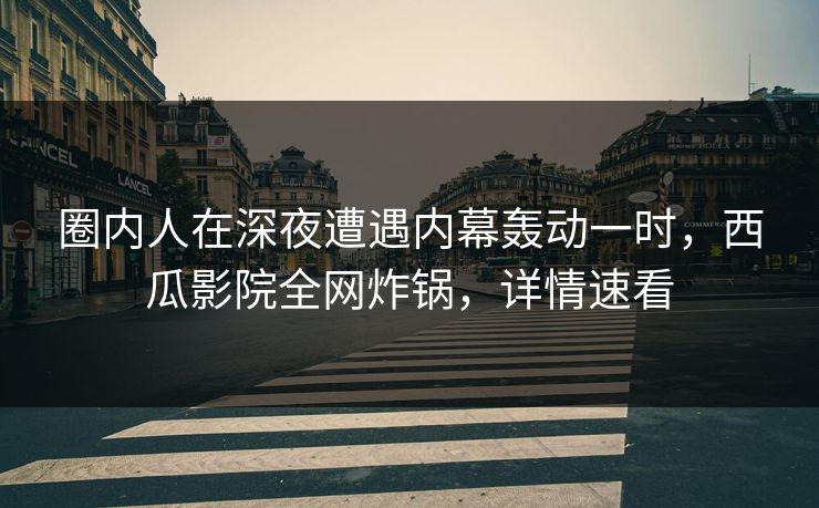 圈内人在深夜遭遇内幕轰动一时，西瓜影院全网炸锅，详情速看