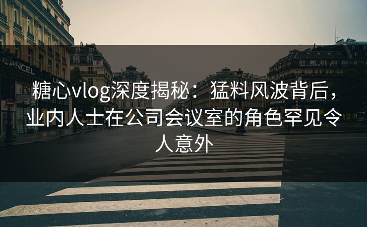 糖心vlog深度揭秘：猛料风波背后，业内人士在公司会议室的角色罕见令人意外